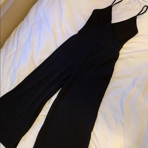 Forever21 black ribbed jumpsuit